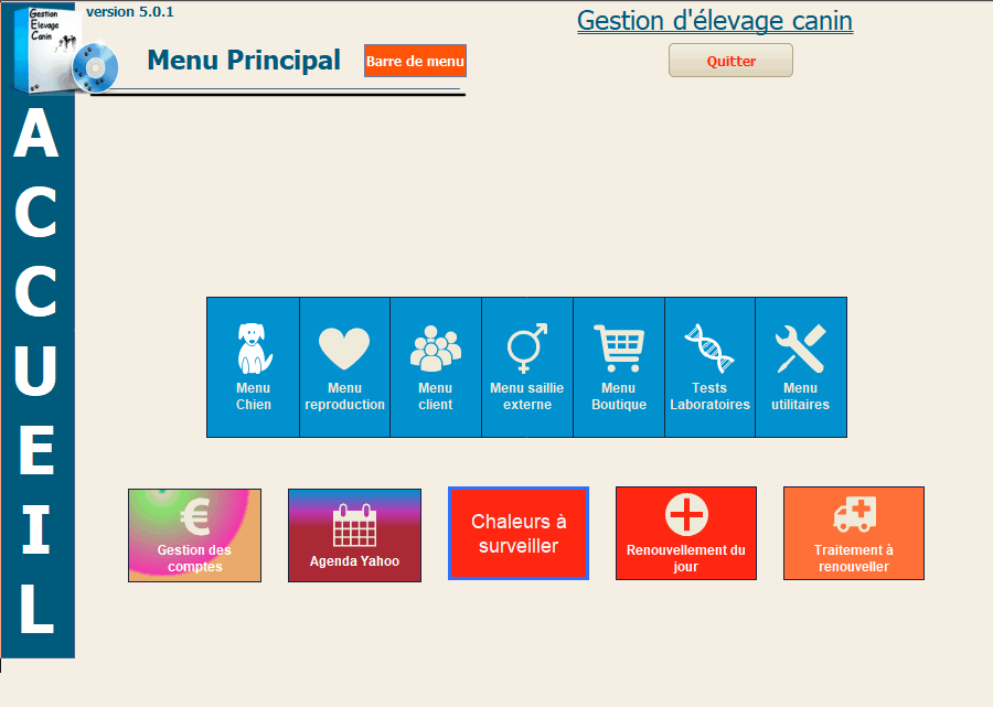 menu principal